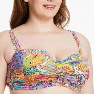 NWT Bleu by Rod Beattie Plus Size Bohemian Paradise Bandeau Bikini Top 18 W